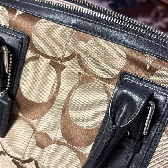 Coach Signature Canvas Shoulder Bag - Black and Tan - Picture 7 of 8